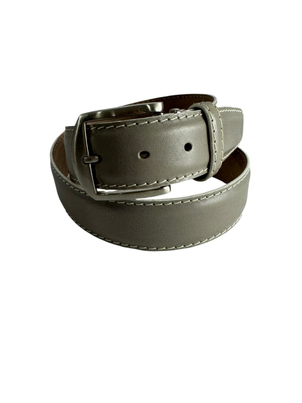 Vintage L.E.N. Gray Genuine Italian Calf Leather Men's Belt Made In USA 36